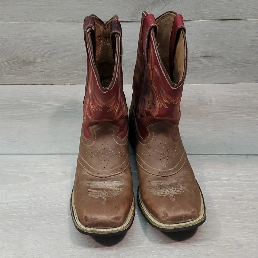 Justin Kids Girls Outdoor Western Cowboy Leather boots shoes sz 10
